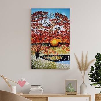 紅葉と猫のシンフォニー 藤城清治作 藤城清治：レフグラフファイン版画 紅葉と猫のシンフォニー